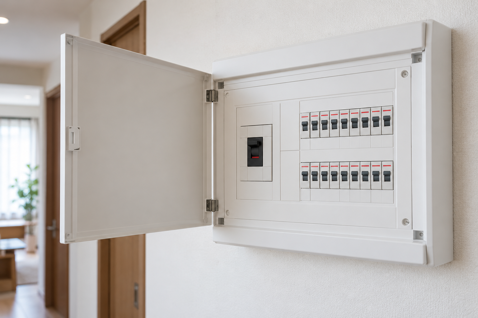 住宅用分電盤の写真風イメージ(AI生成)